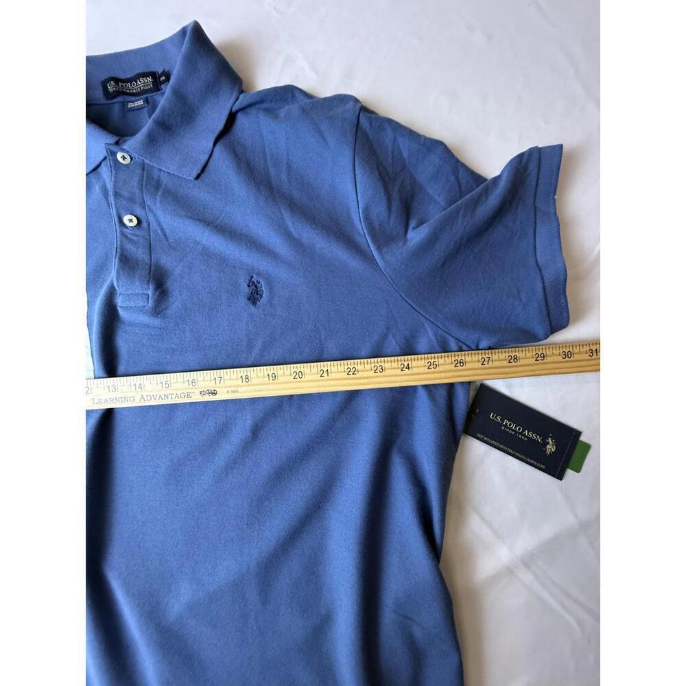 US Polo Assn Polo Shirt Mens 2XL Blue Performance Pique Golf Stretch Casual NWT - Picture 6 of 8
